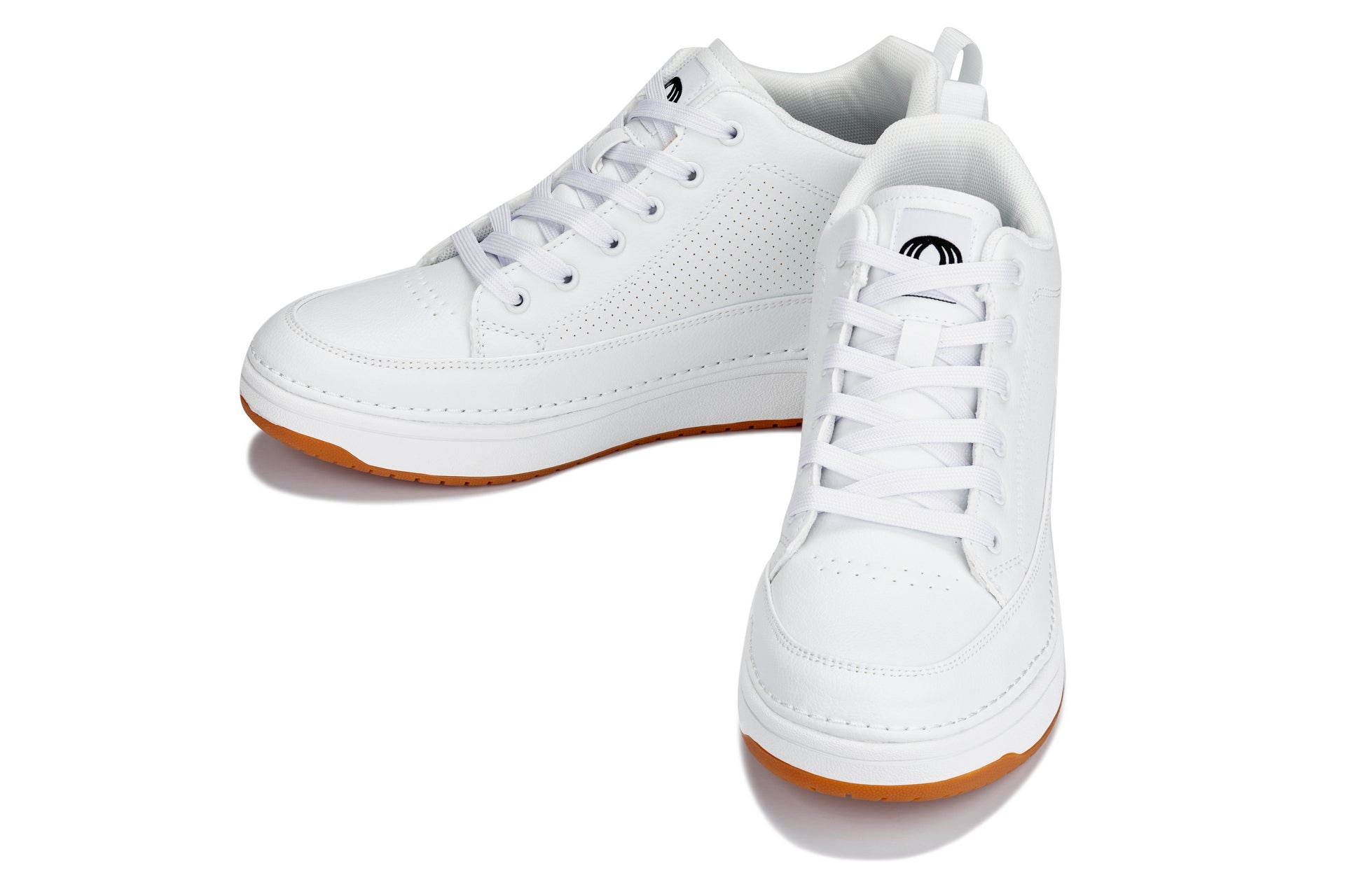 CALTO - Q272  - 2 Inches Taller (White & Gum Sole) -Elevated Leatherette Micro-Perforated Sneakers Tallmenshoes.com