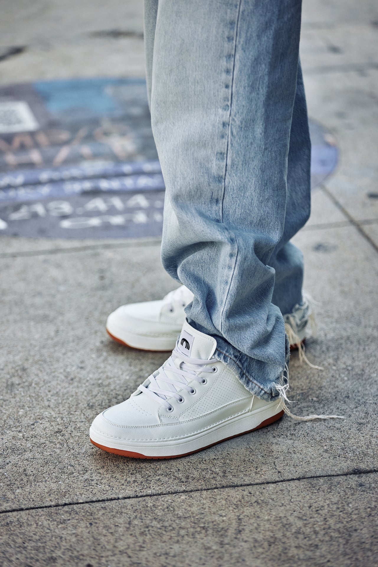 CALTO - Q272  - 2 Inches Taller (White & Gum Sole) -Elevated Leatherette Micro-Perforated Sneakers Tallmenshoes.com