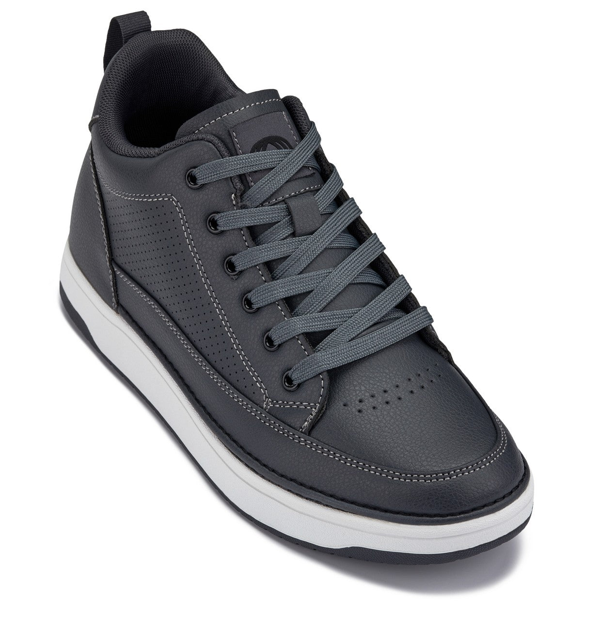 CALTO - Q273  - 2 Inches Taller (Cement Grey) -Elevated Leatherette Micro-Perforated Sneakers Tallmenshoes.com