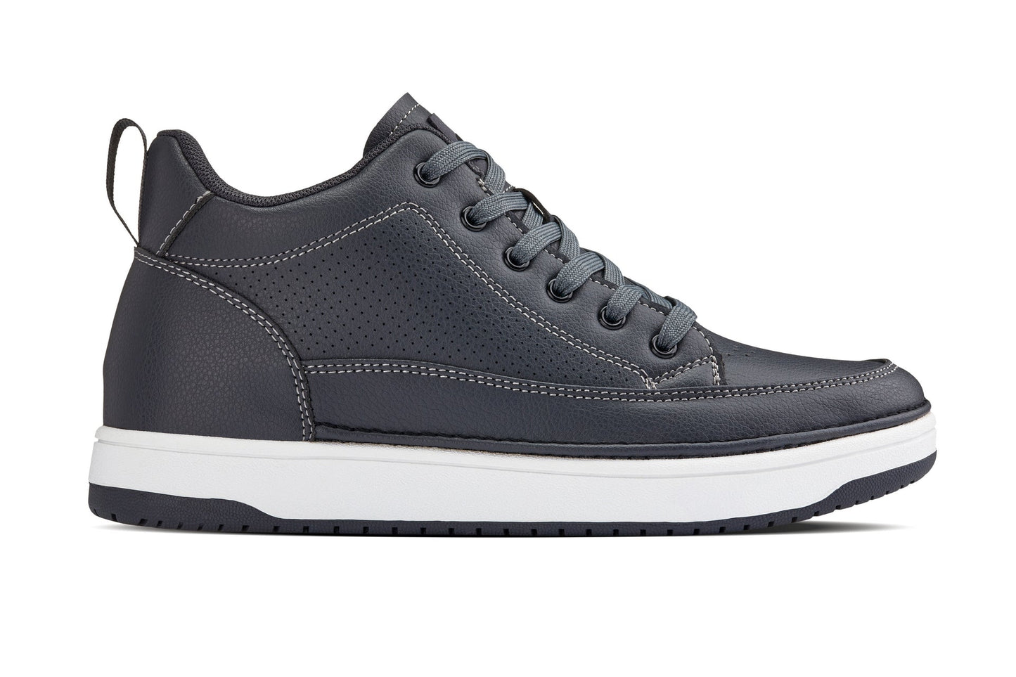 CALTO - Q273  - 2 Inches Taller (Cement Grey) -Elevated Leatherette Micro-Perforated Sneakers Tallmenshoes.com