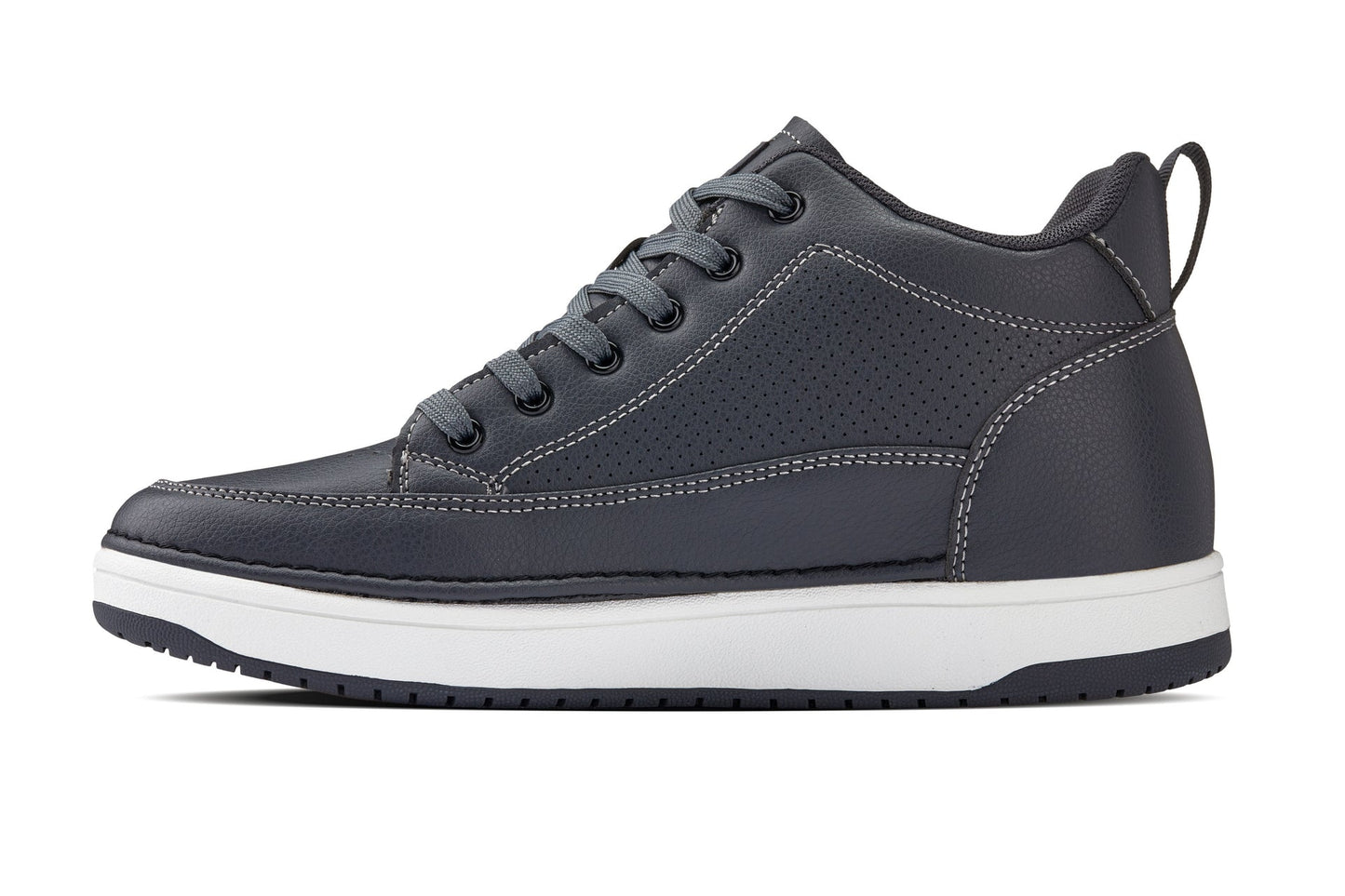CALTO - Q273  - 2 Inches Taller (Cement Grey) -Elevated Leatherette Micro-Perforated Sneakers Tallmenshoes.com