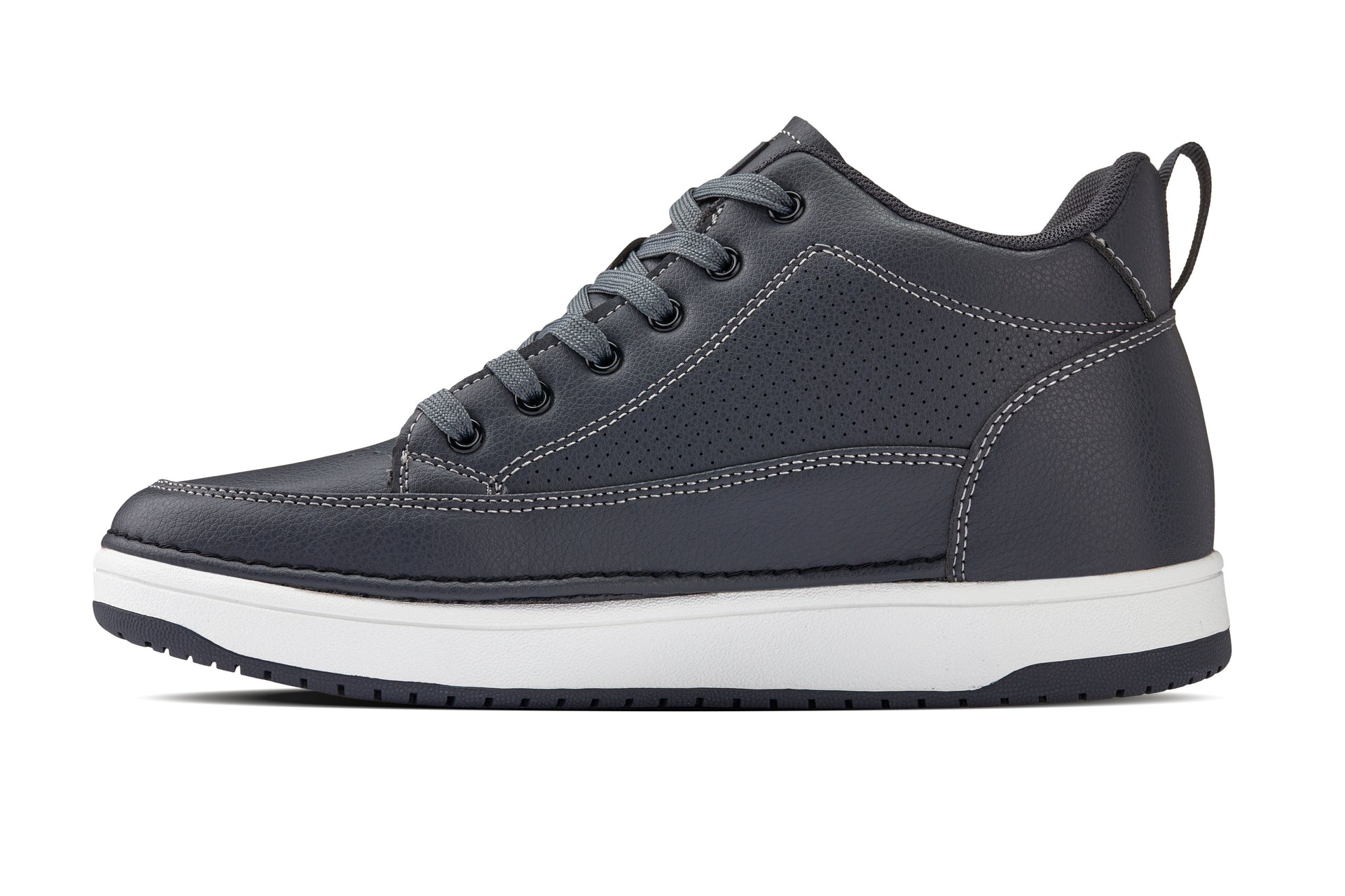 CALTO - Q273  - 2 Inches Taller (Cement Grey) -Elevated Leatherette Micro-Perforated Sneakers Tallmenshoes.com