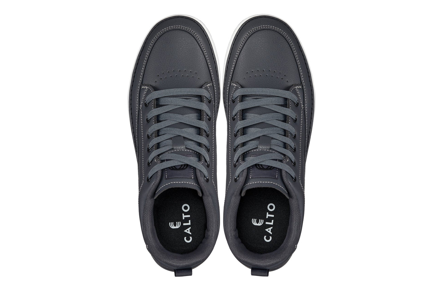 CALTO - Q273  - 2 Inches Taller (Cement Grey) -Elevated Leatherette Micro-Perforated Sneakers Tallmenshoes.com