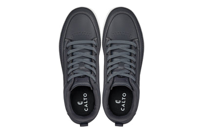 CALTO - Q273  - 2 Inches Taller (Cement Grey) -Elevated Leatherette Micro-Perforated Sneakers Tallmenshoes.com