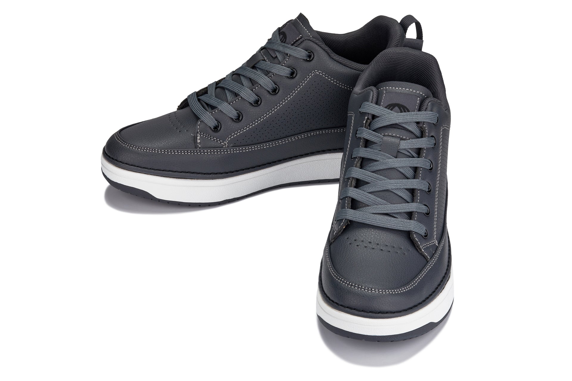 CALTO - Q273  - 2 Inches Taller (Cement Grey) -Elevated Leatherette Micro-Perforated Sneakers Tallmenshoes.com