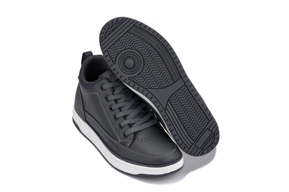 CALTO - Q273  - 2 Inches Taller (Cement Grey) -Elevated Leatherette Micro-Perforated Sneakers Tallmenshoes.com