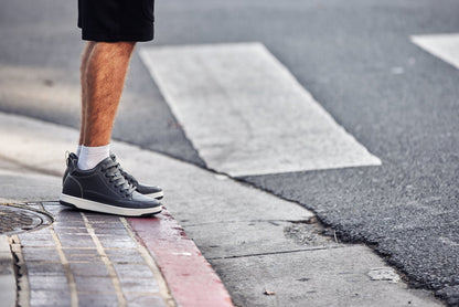 CALTO - Q273  - 2 Inches Taller (Cement Grey) -Elevated Leatherette Micro-Perforated Sneakers Tallmenshoes.com