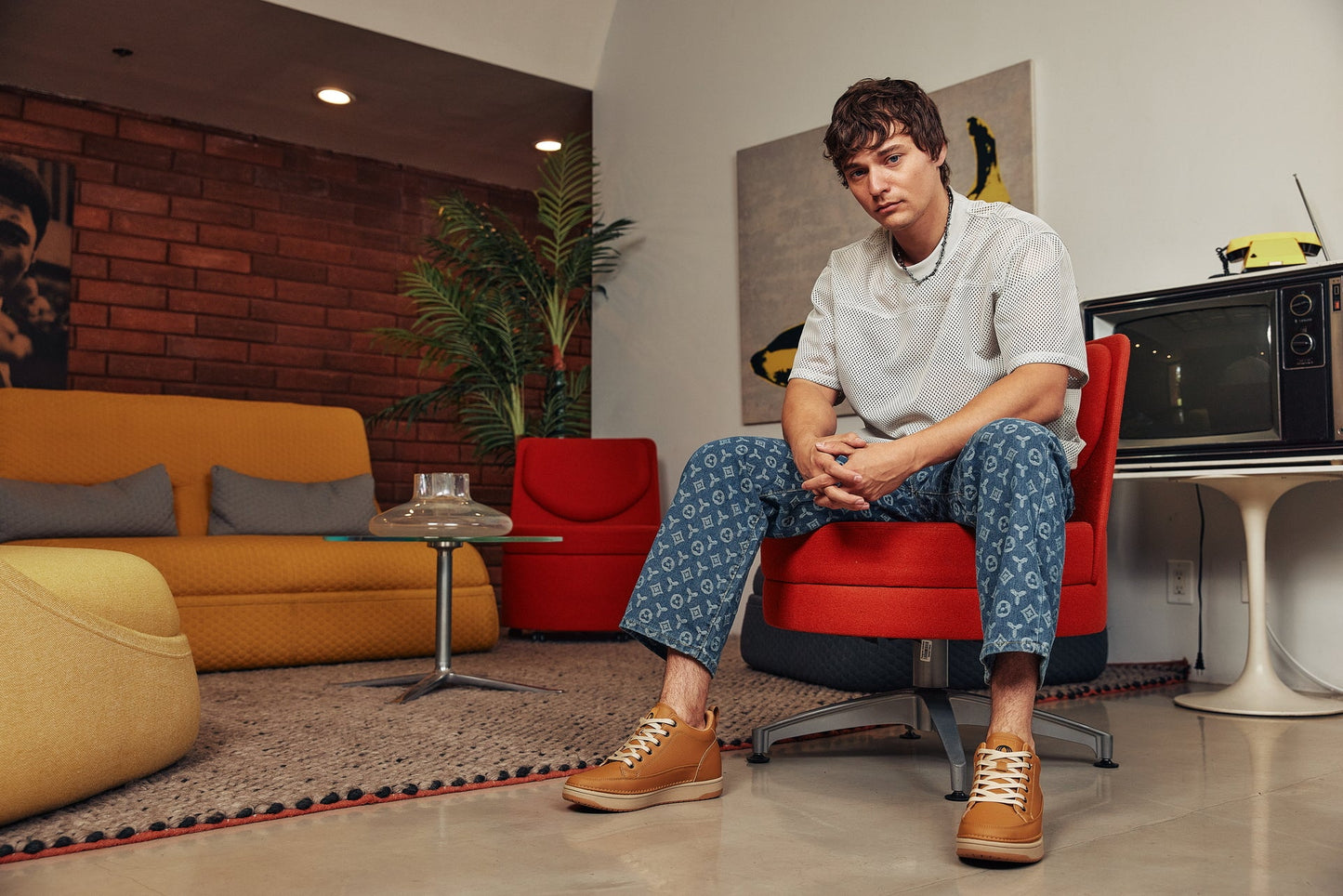 CALTO - Q274  - 2 Inches Taller (Camel Brown & Gum Sole) - Elevated Leatherette Micro-Perforated Sneakers Tallmenshoes.com