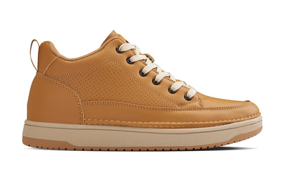 CALTO - Q274  - 2 Inches Taller (Camel Brown & Gum Sole) - Elevated Leatherette Micro-Perforated Sneakers Tallmenshoes.com
