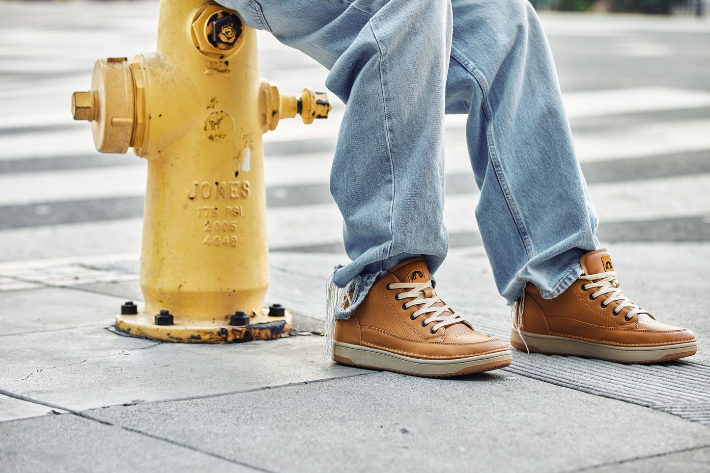 CALTO - Q274  - 2 Inches Taller (Camel Brown & Gum Sole) - Elevated Leatherette Micro-Perforated Sneakers Tallmenshoes.com