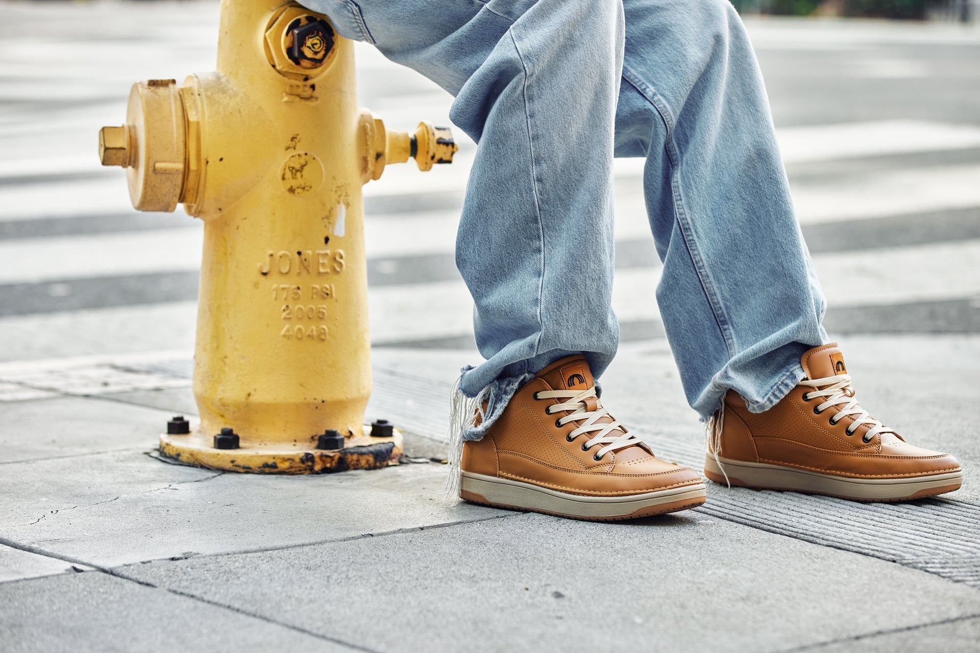 CALTO - Q274  - 2 Inches Taller (Camel Brown & Gum Sole) - Elevated Leatherette Micro-Perforated Sneakers Tallmenshoes.com