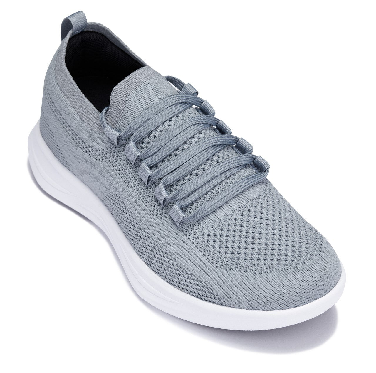 CALTO - QA065 - 2.4 Inches Taller (Grey/White Sole) - Lightweight Knitted Sneakers Tallmenshoes.com