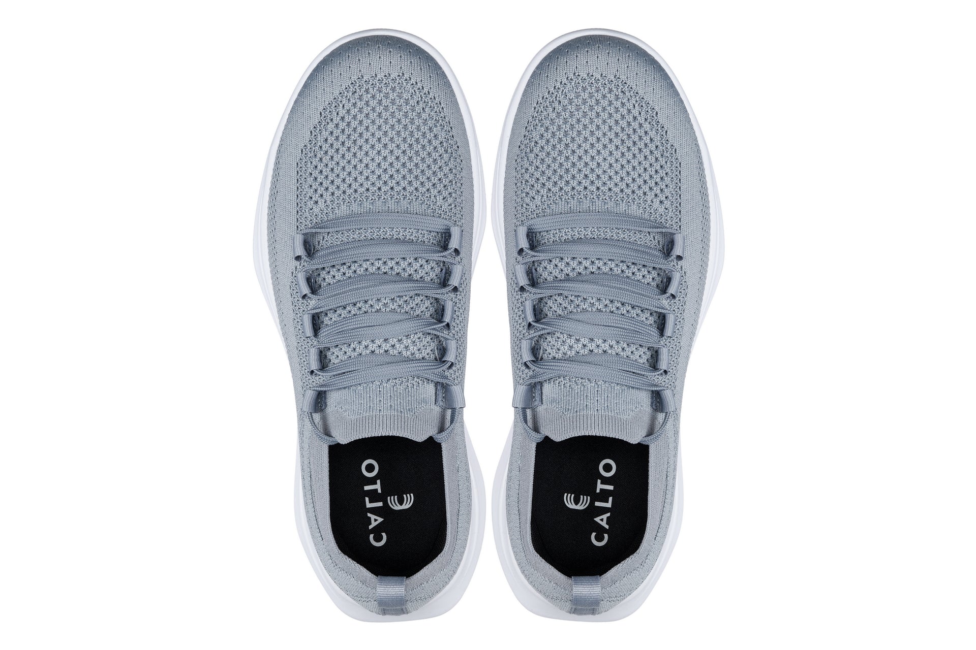 CALTO - QA065 - 2.4 Inches Taller (Grey/White Sole) - Lightweight Knitted Sneakers Tallmenshoes.com