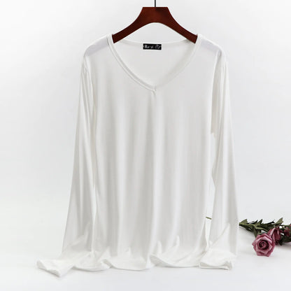 Plus Size Korean V-neck Long Sleeve Casual Top