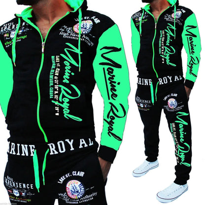 Men's Casual Drawstring Waist Letter Print Sports Set