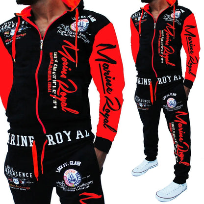 Men's Casual Drawstring Waist Letter Print Sports Set