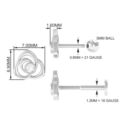 Nature Inspired Diamond Floral Earring for Cartilage Piercing