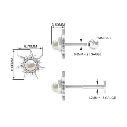 Freshwater Pearl Solitaire Sunburst Earring