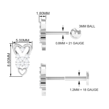 Diamond Heart Cartilage Earring