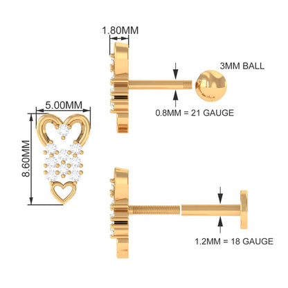 Diamond Heart Cartilage Earring