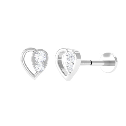 Diamond Heart Earring for Conch Piercing