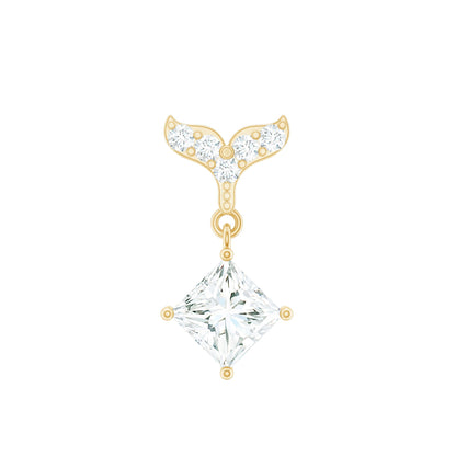 Fish Tail Diamond Drop Earring for Helix Piercing
