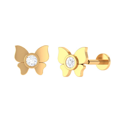 Diamond Butterfly Earring for Helix Piercing