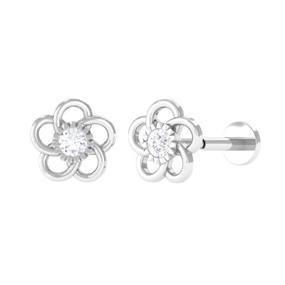 Diamond Flower Earring for Cartilage Piercing