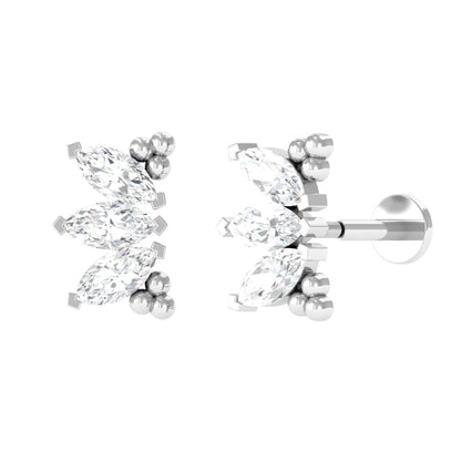 Marquise Diamond 3 Stone Crawler Earring