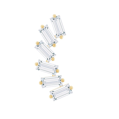 Certified Natural Baguette Diamond Crawler Earring