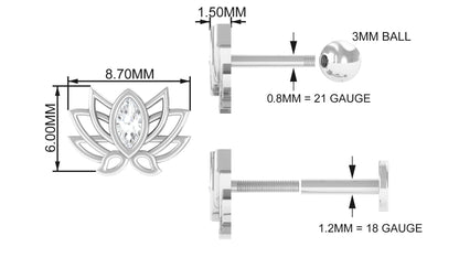 Marquise Diamond Lotus Cartilage Earring for Her