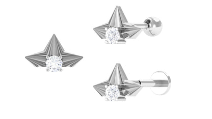 Minimalist Diamond Floral Earring for Cartilage Piercing