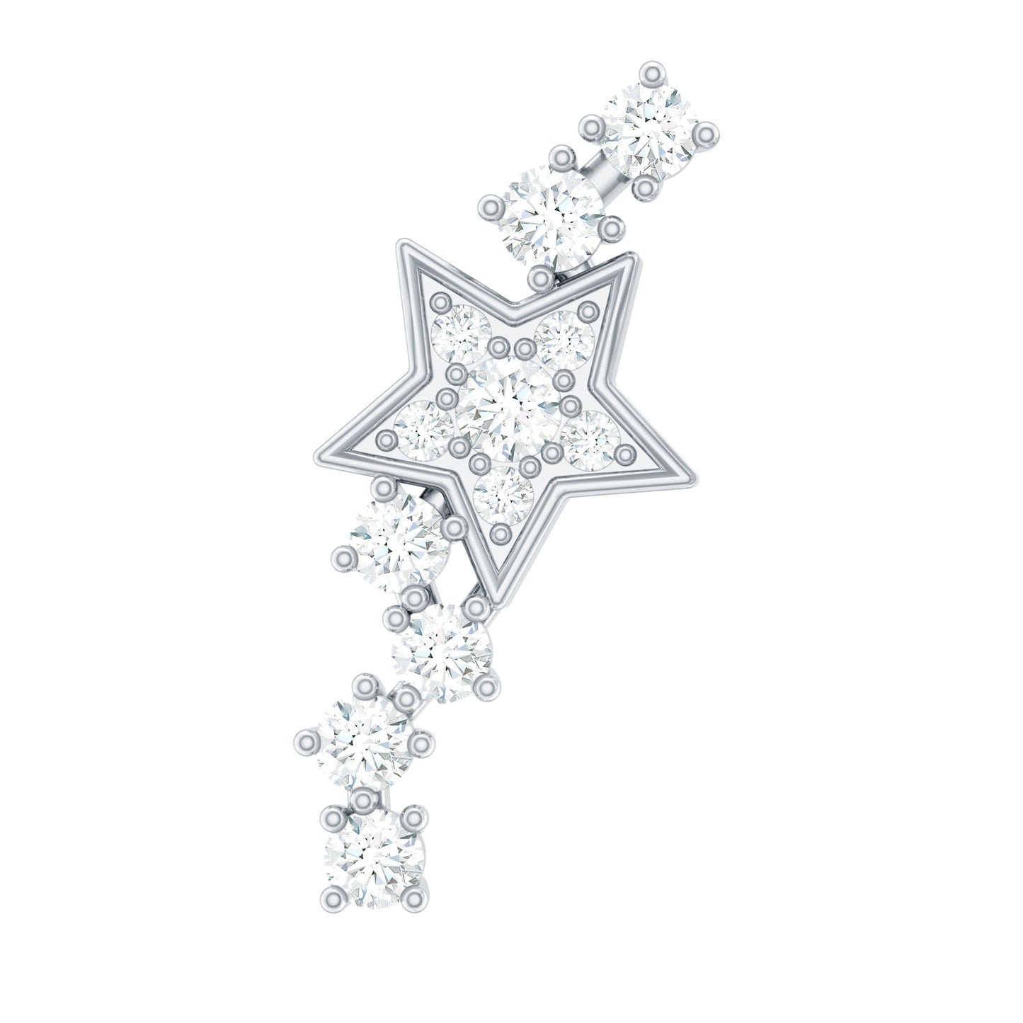 Certified Diamond Star Crawler Earring for Helix Piercing