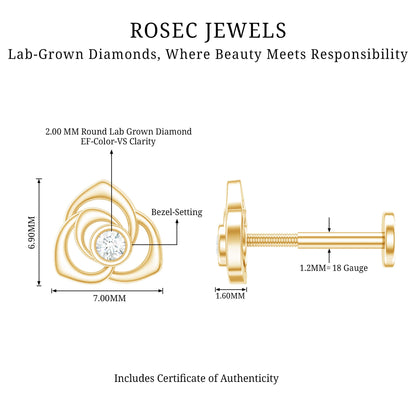 Nature Inspired Diamond Floral Earring for Cartilage Piercing