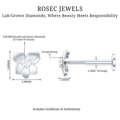 Nature Inspired Diamond Floral Helix Earring