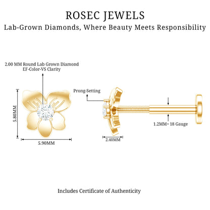 Nature Inspired Diamond Floral Helix Earring