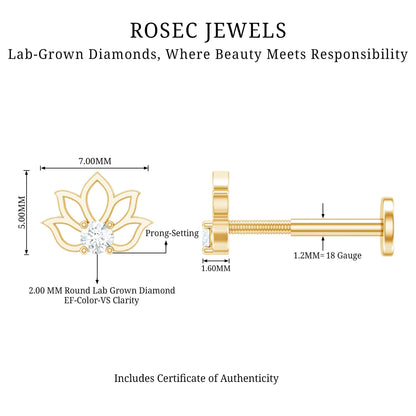 Nature Inspired Diamond Lotus Earring
