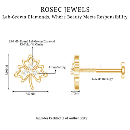 Diamond Nature Inspired Earring for Helix Piercing