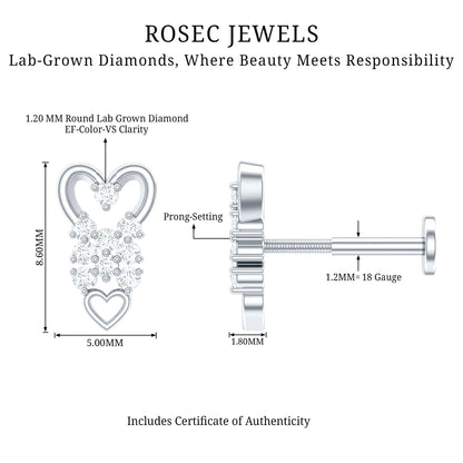 Diamond Heart Cartilage Earring