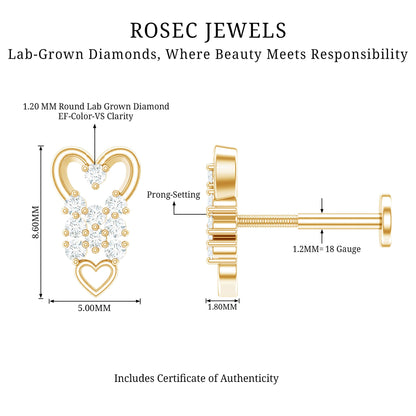 Diamond Heart Cartilage Earring