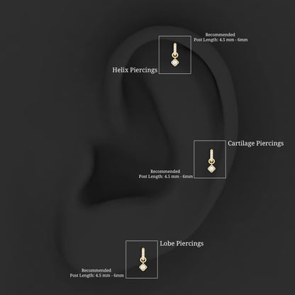 Minimalist Diamond Drop Earring for Cartilage Piercing