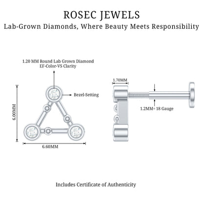 Diamond Open Triangle Earring for Conch Piercing