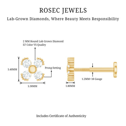 Round Diamond Minimal Helix Earring