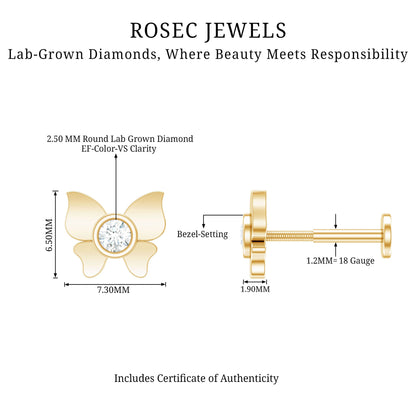 Diamond Butterfly Earring for Helix Piercing