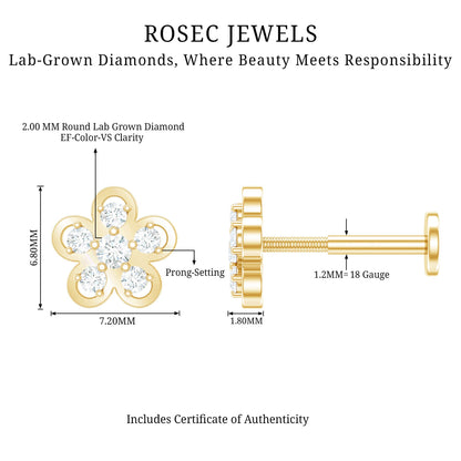 Diamond Floral Helix Earring for Women