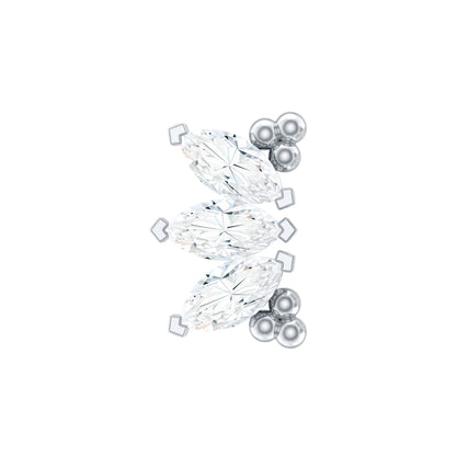 Marquise Diamond 3 Stone Crawler Earring