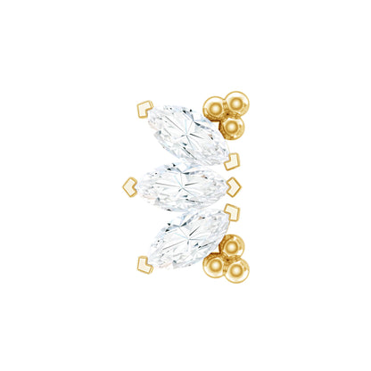 Marquise Diamond 3 Stone Crawler Earring