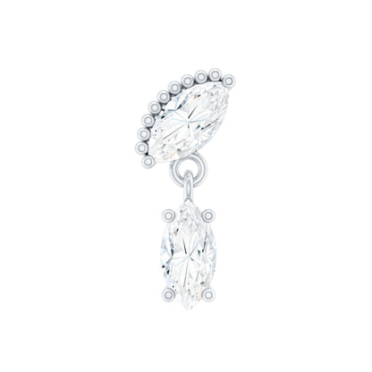 Certified Marquise Diamond Drop Earring for Helix Piercing
