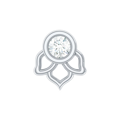 Simple Lotus Floral Earring with Round Diamond