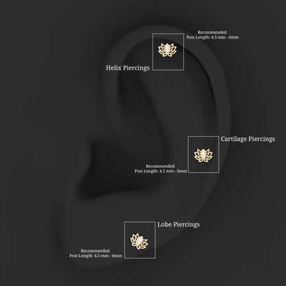 Marquise Diamond Lotus Cartilage Earring for Her